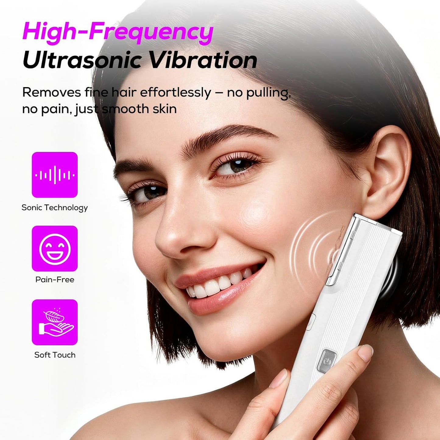 Dermaplane Razor for Women - Painless Sonic Exfoliation Tool with 10 Micro Mesh Blades | Off-White