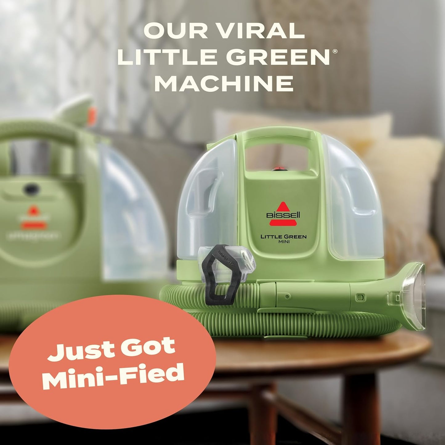 BISSELL Little Green Mini Portable Carpet Cleaner - HydroRinse Self-Cleaning Tool | Tea Green, 4" Tough Stain Tool
