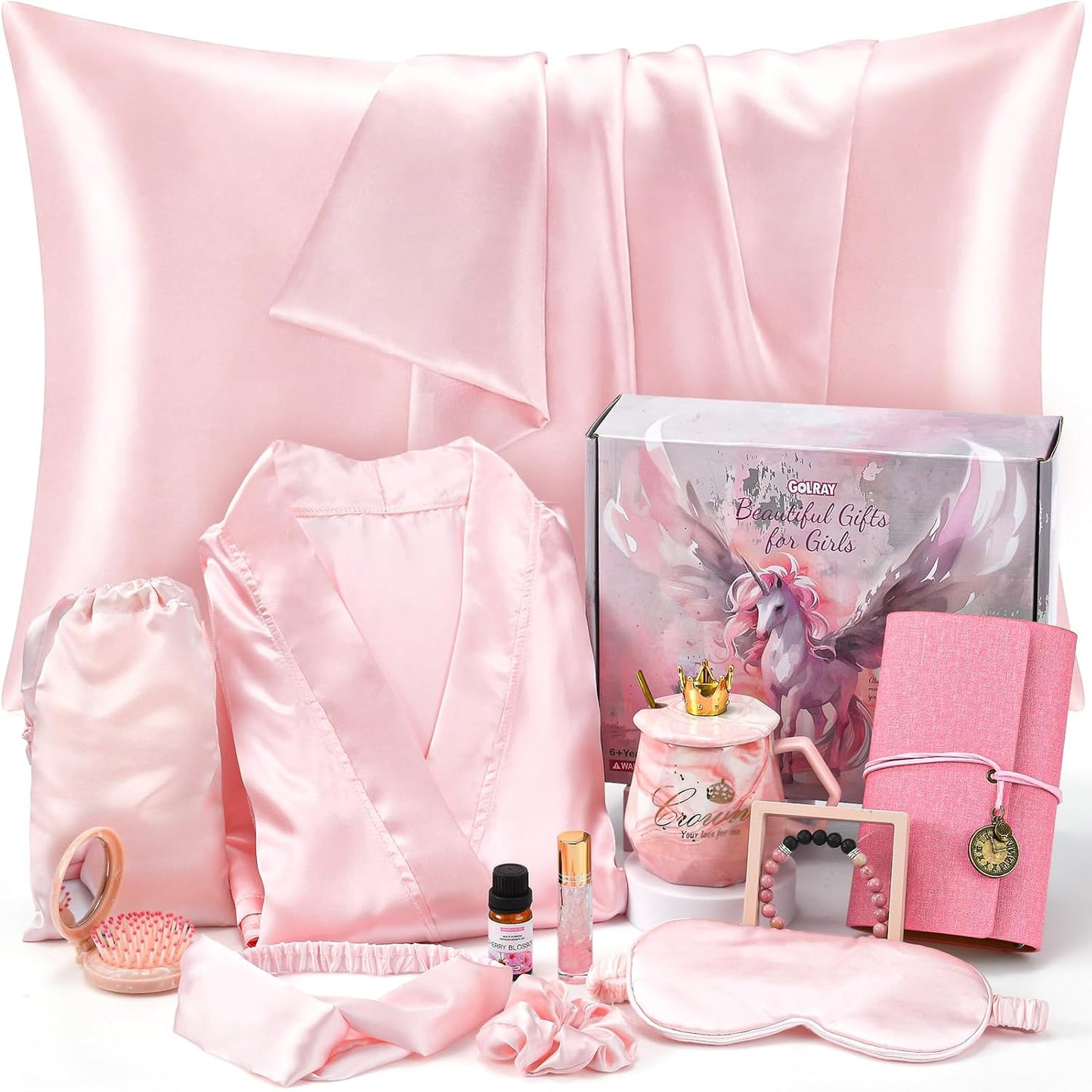 Teenage Girl Gift Set - 13 Pcs Spa Robe, Satin Pillowcase, Journal & Mug | Perfect Birthday & Christmas Gifts for Ages 10-18