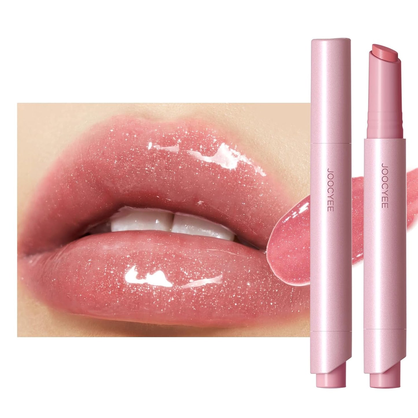 Long-Lasting Lip Gloss - Velvet Rouge Diamond Pink Shimmer | Hydrating Volumizing Tint, Non-Sticky High Shine