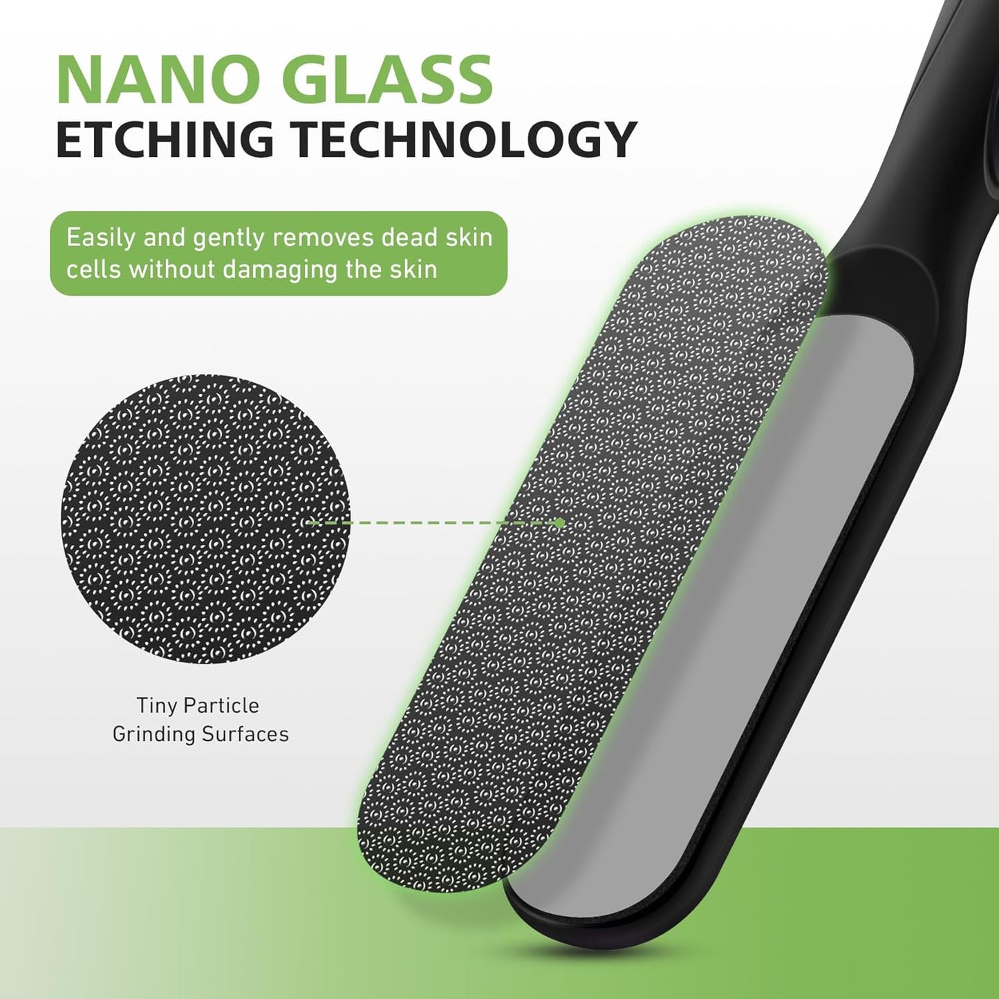 Nano Glass Foot File - Hard Skin Remover & Callus Scrubber | Durable Pedicure Tool for Soft, Smooth Feet - Black