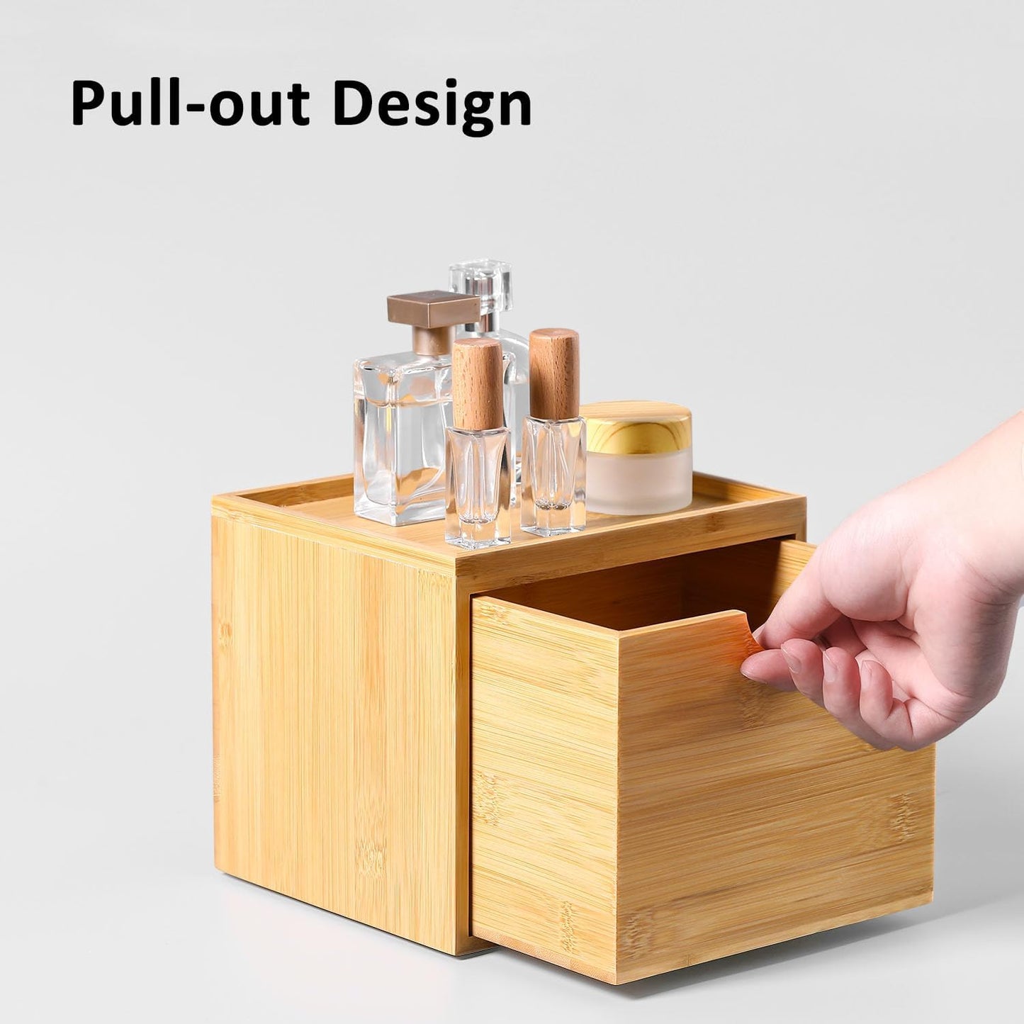 Bamboo Disposable Face Towel Holder - Wooden Storage Box for XL Towels | Bathroom Countertop Organizer