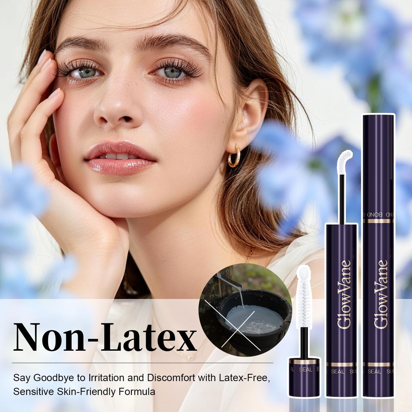 GlowVane White Lash Bond and Seal Waterproof Lash Glue for Eyelash Clusters 2-in-1 Lash Cluster Glue Strong Hold Eyelash Cluster Glue Latex-Free Eyelash Glue Long Lasting Beginner Friendly (5ml+5ml)
