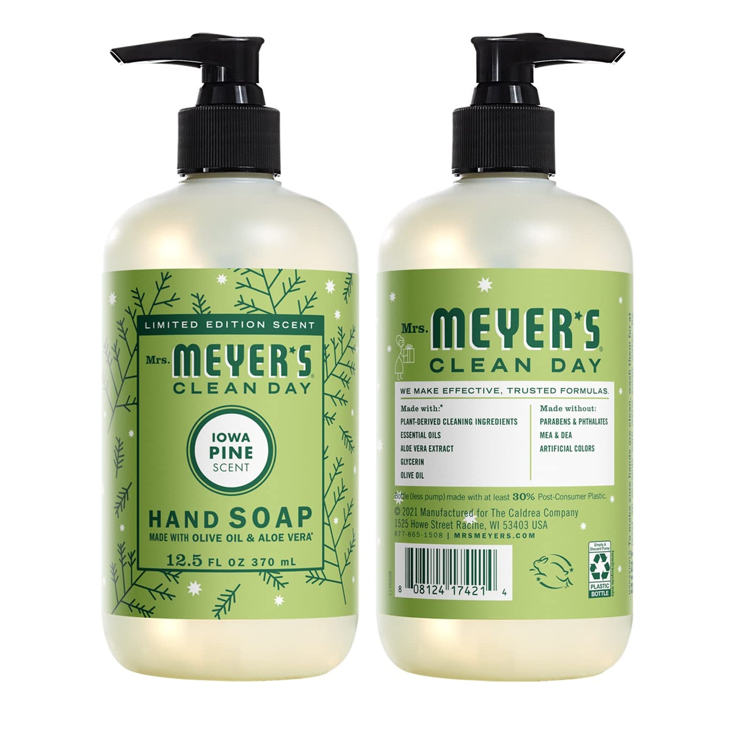 MRS. MEYER'S CLEAN DAY Liquid Hand Soap, Cruelty Free, Iowa Pine Scent, 12.5 oz (Pack of 2)