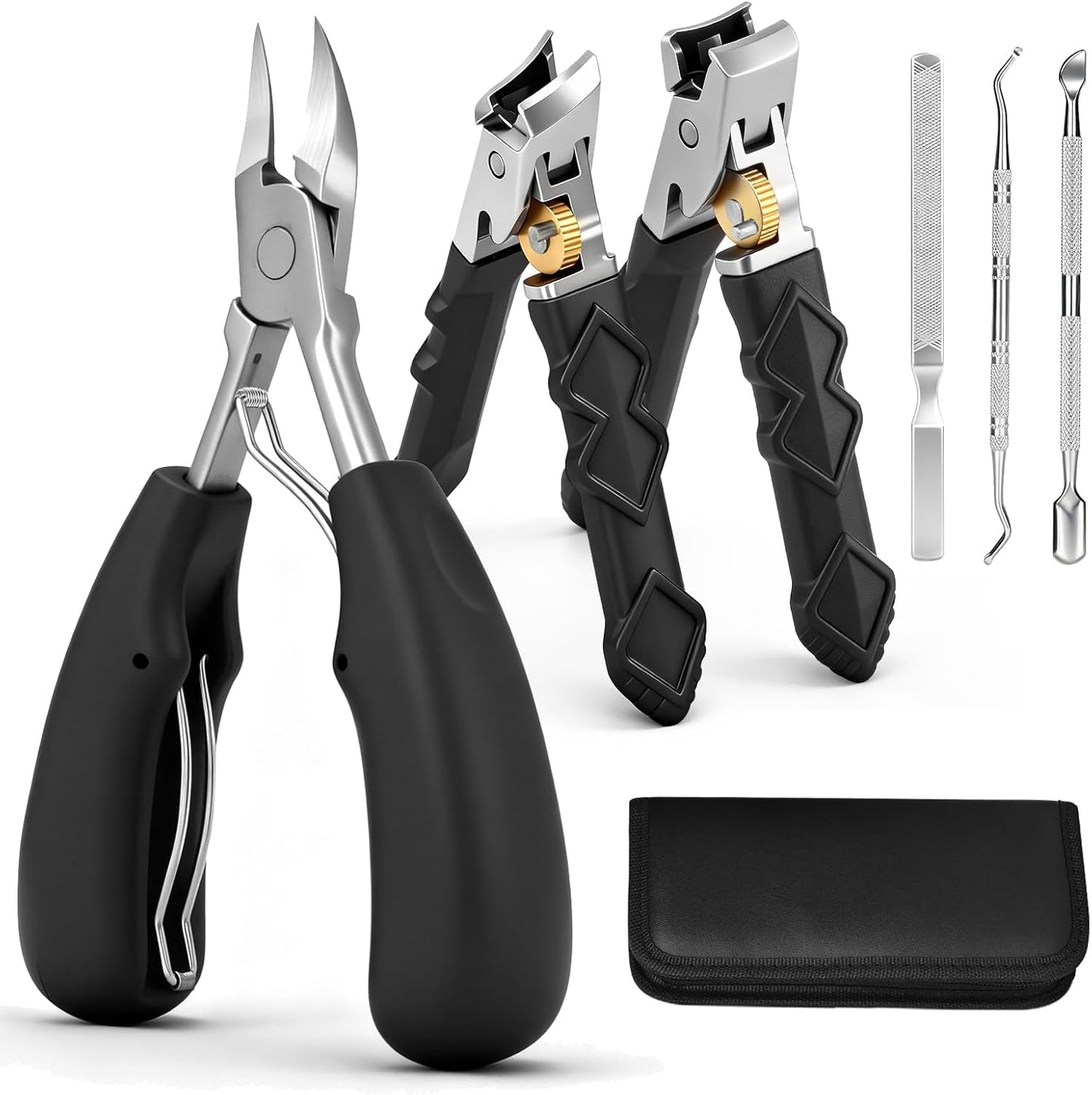 6-in-1 Toenail Clippers for Seniors - Heavy Duty Nail Cutter Set | 45° Angle for Ingrown Toenails, Arthritis Relief