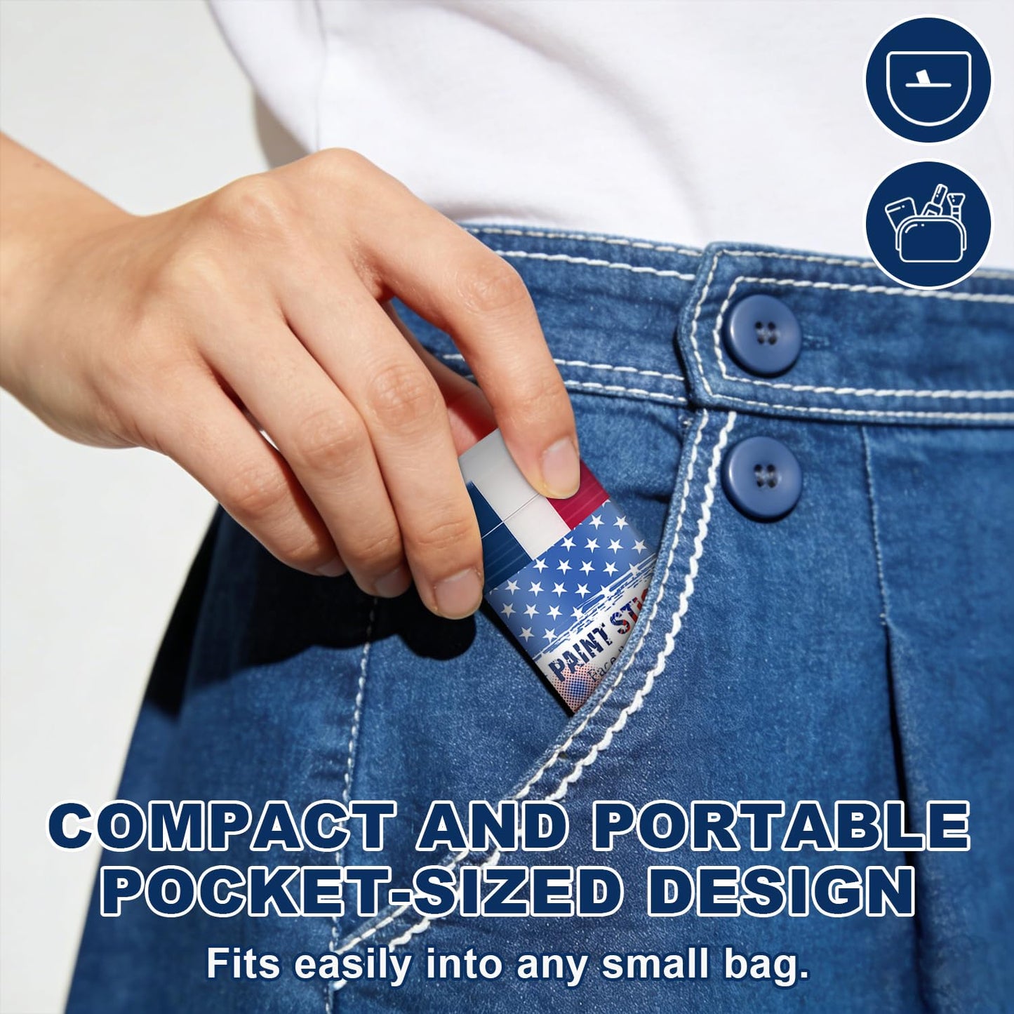USA Face Paint Stick - Red, White & Blue for World Cup Fans | Sweatproof, High Pigment, Patriotic 4th of July Accessories