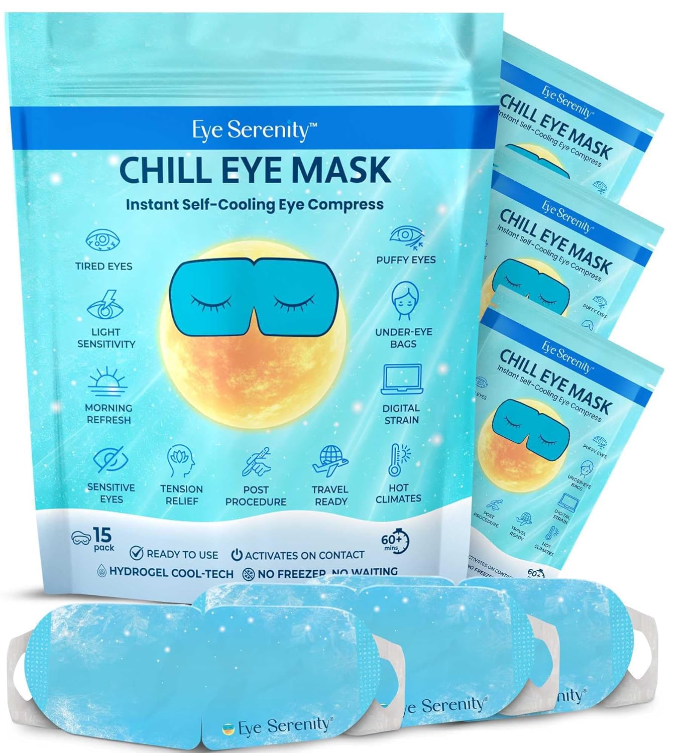 Heated Eye Mask - Eye Serenity Steam Mask for Dry Eyes | Moist Heat Relief for Styes & Puffiness - Lavender