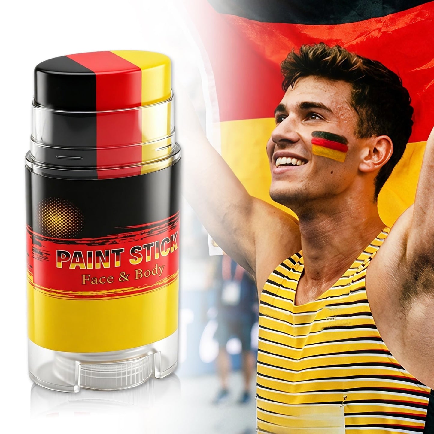 LZXLUKGIR Black Red and Yellow Face Body Paint Eye Black Stick（06 Germany）
