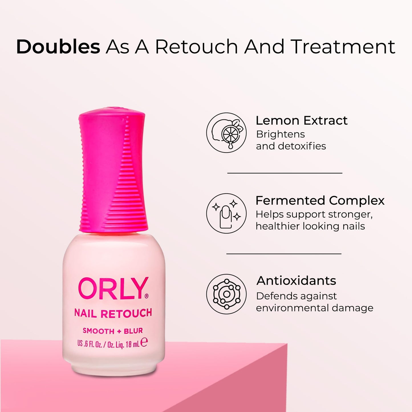 Orly Nail Retouch Smooth + Blur | Nail Perfector for Ridges & Imperfections | Delivers an airbrushed “Photoshop for Your Nails” Effect | Blurs, Smooths & Evens Tone | Matte Finish Base Coat (18 ml)