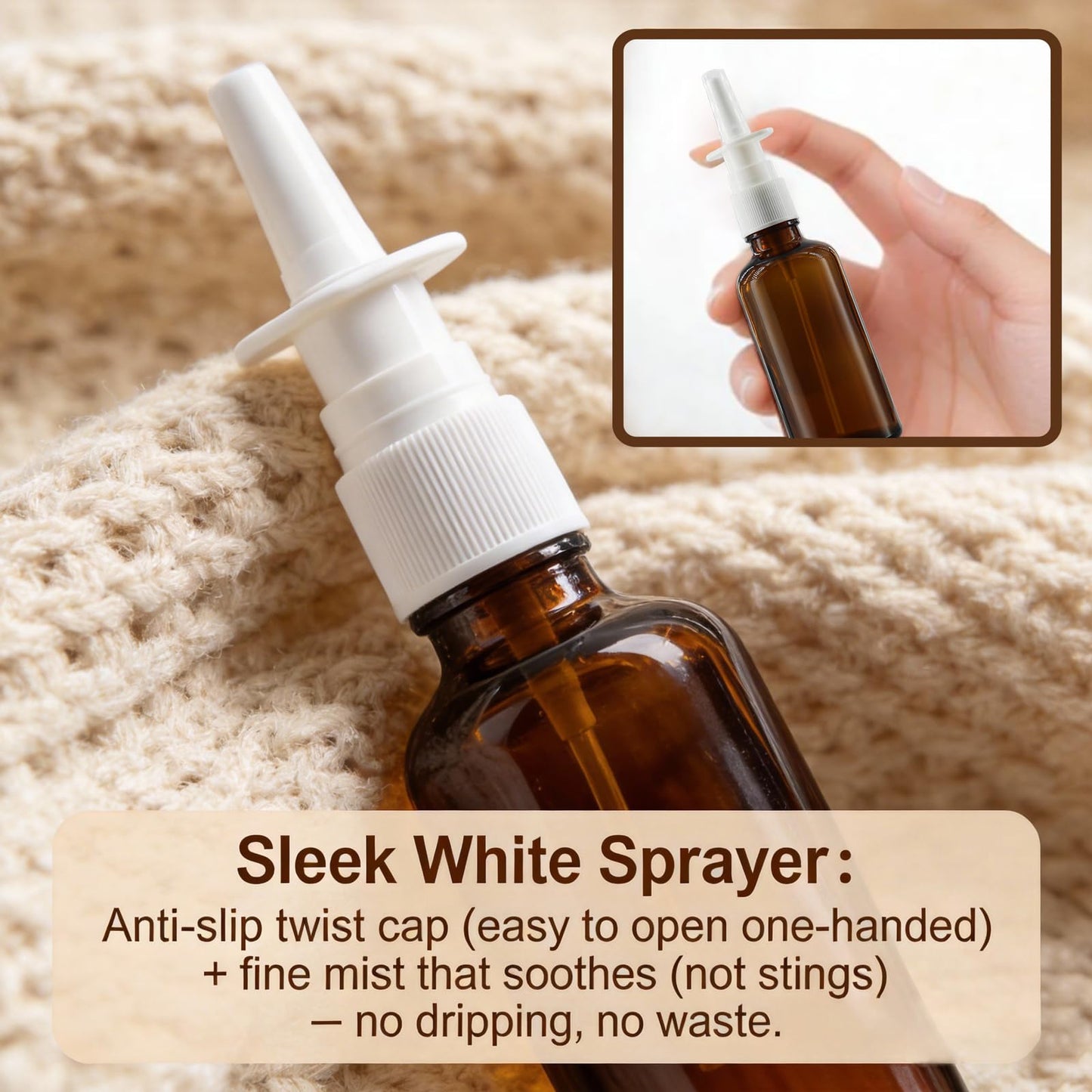GDSHNYC 2 Pack 30ml Amber Glass Nasal Spray Bottle with 4 pcs Pump Sprayer, 1 Oz Empty Refillable Travel Size Nasal Sprayer, for Saline Colloidal Silver Essential Oils UV Protection