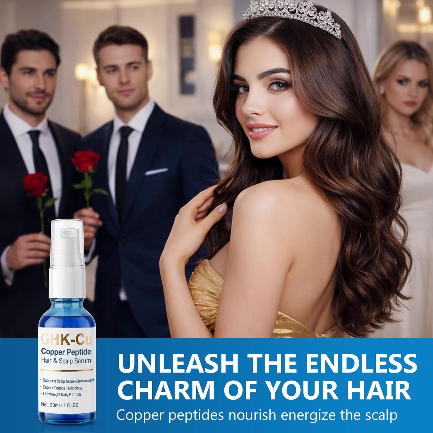 GHK-Cu Copper Peptide Hair & Scalp Serum, Advanced Scalp Serum for the Appearance of Thicker, Looking Hair, Strengthening GHK Cu Peptide Hairs Complex for All Hairs Types, Non-Greasy, 1 Fl Oz