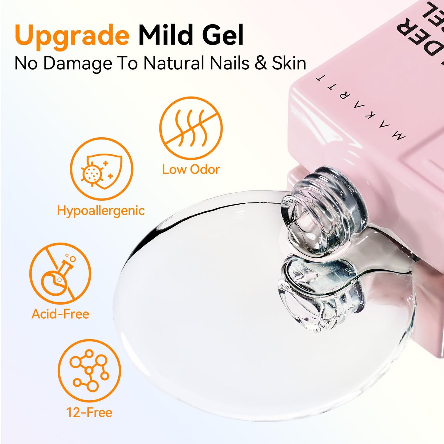 Makartt Builder Nail Gel with Top Coat Base Coat Kit: 3 PCS 15ml Long Lasting Diamond-Shine Finish No Wipe Clear Gel Polish Soak Off UV LED Lamp Needed Home DIY Gift Women