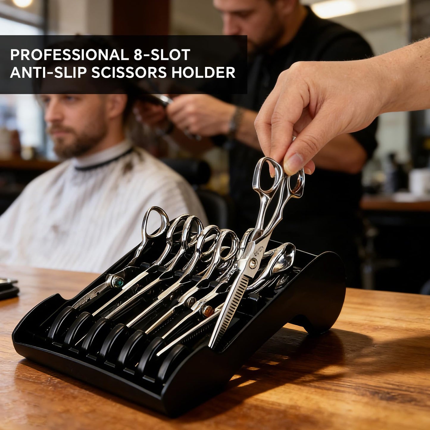 Salon Scissors Holder Rack,Salon Scissors Holder Racks Barber,Shears Stand Organizer Storage Tray,Hair Salon Shear Holder Scissors Storage Tray Available, for Scissors (8 x 5.1 x 2.2)