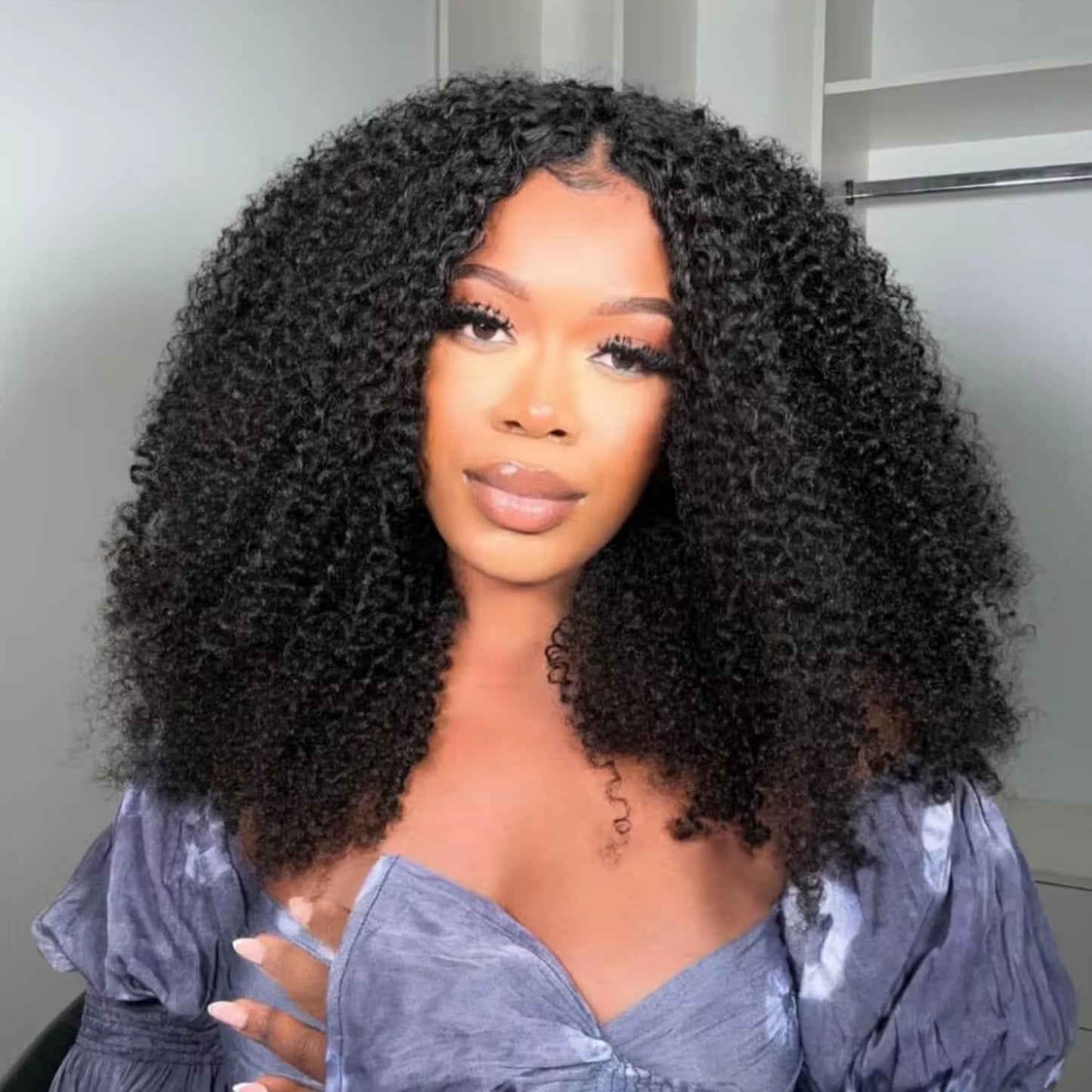 Burmese Curly Half Wig - 200 Density Human Hair | Beginner-Friendly 12 Inch Flip Over Design
