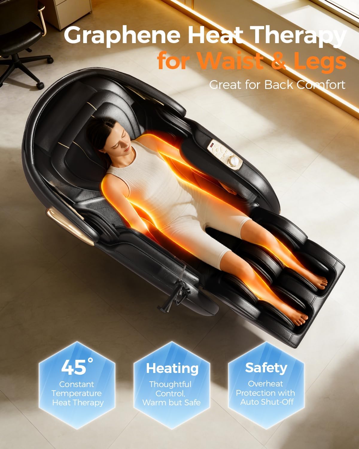 4D Full Body Massage Chair - AI Voice Control, Heated Recliner, PU Leather | Black