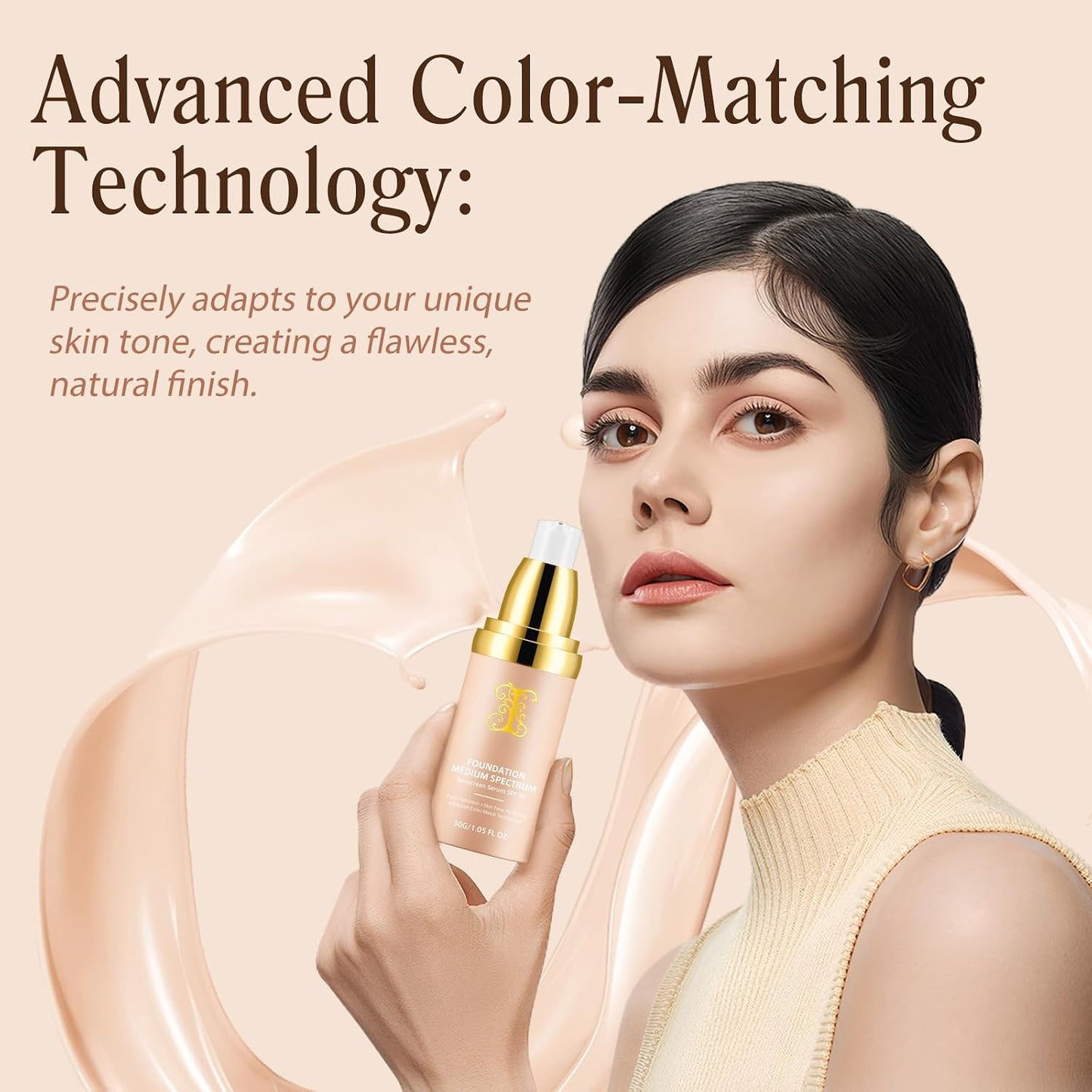 4-in-1 Color Changing Foundation - Medium Spectrum SPF 50+ | Longwearing, Waterproof, Hydrating, 30ml