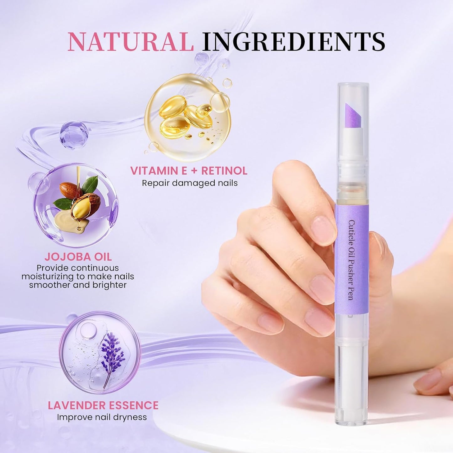 2-in-1 Cuticle Oil Pen - Ceramic Cuticle Pusher & Moisturizer for Damaged Nails | Nail Care Tool
