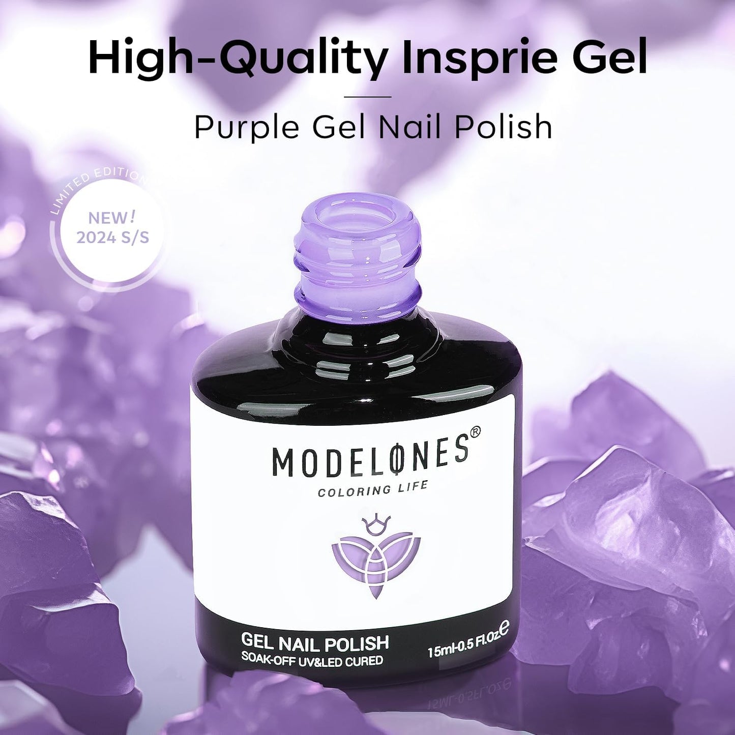 Purple Gel Nail Polish - Pastel Lilac Violet Soak Off LED Nail Gel for DIY Nail Art | 15 ML