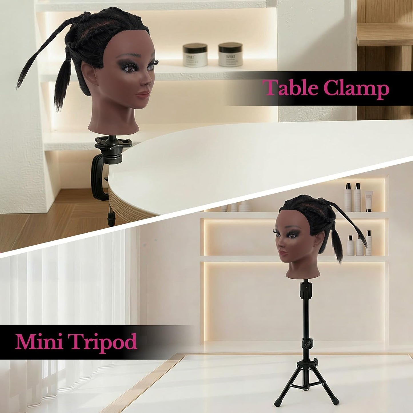 18” Human Hair Mannequin Head - Realistic Cosmetology Practice Doll for Hair Styling & Braiding | Includes Stand