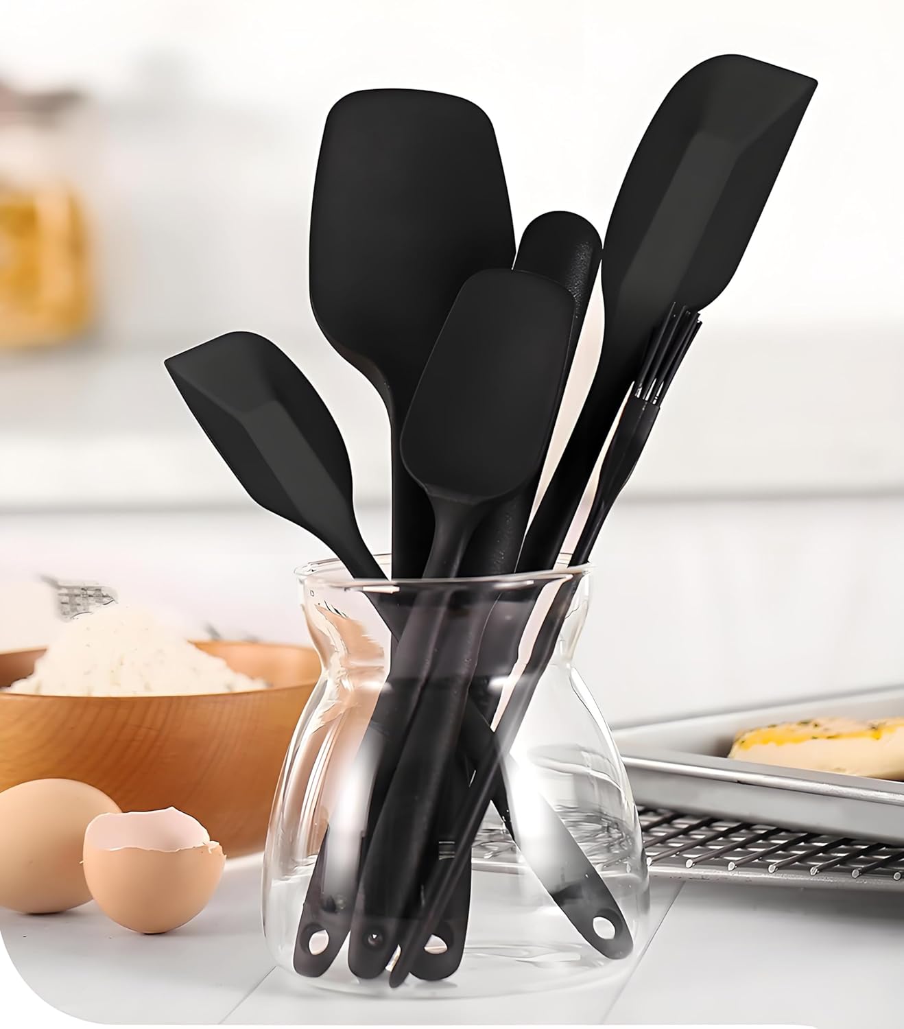 Silicone Spatula Set - 6 Heat Resistant Kitchen Spatulas | Non-Toxic, Ergonomic Grip for Nonstick Cookware