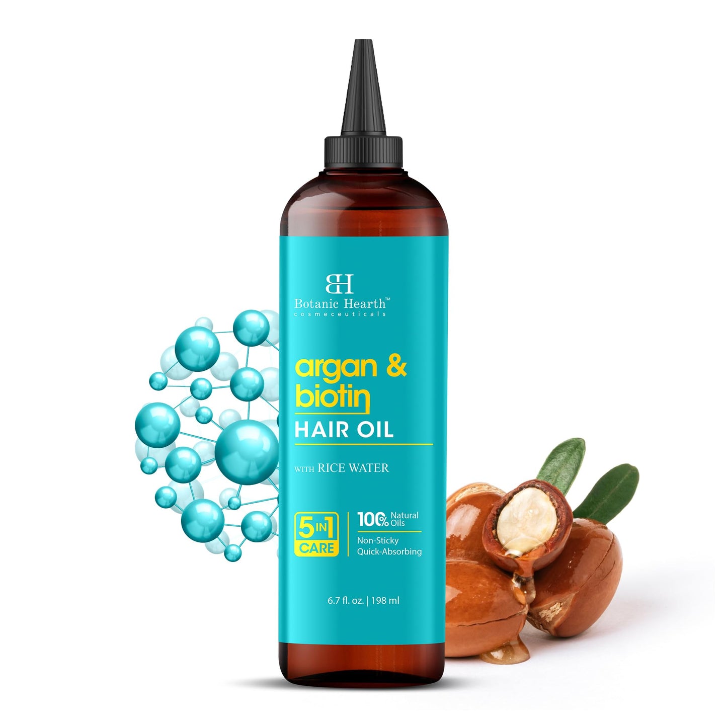 Botanic Hearth 100% Pure Argan & Biotin Oil For Hair Growth & Hair Treatment Oils 6.7 Fl oz