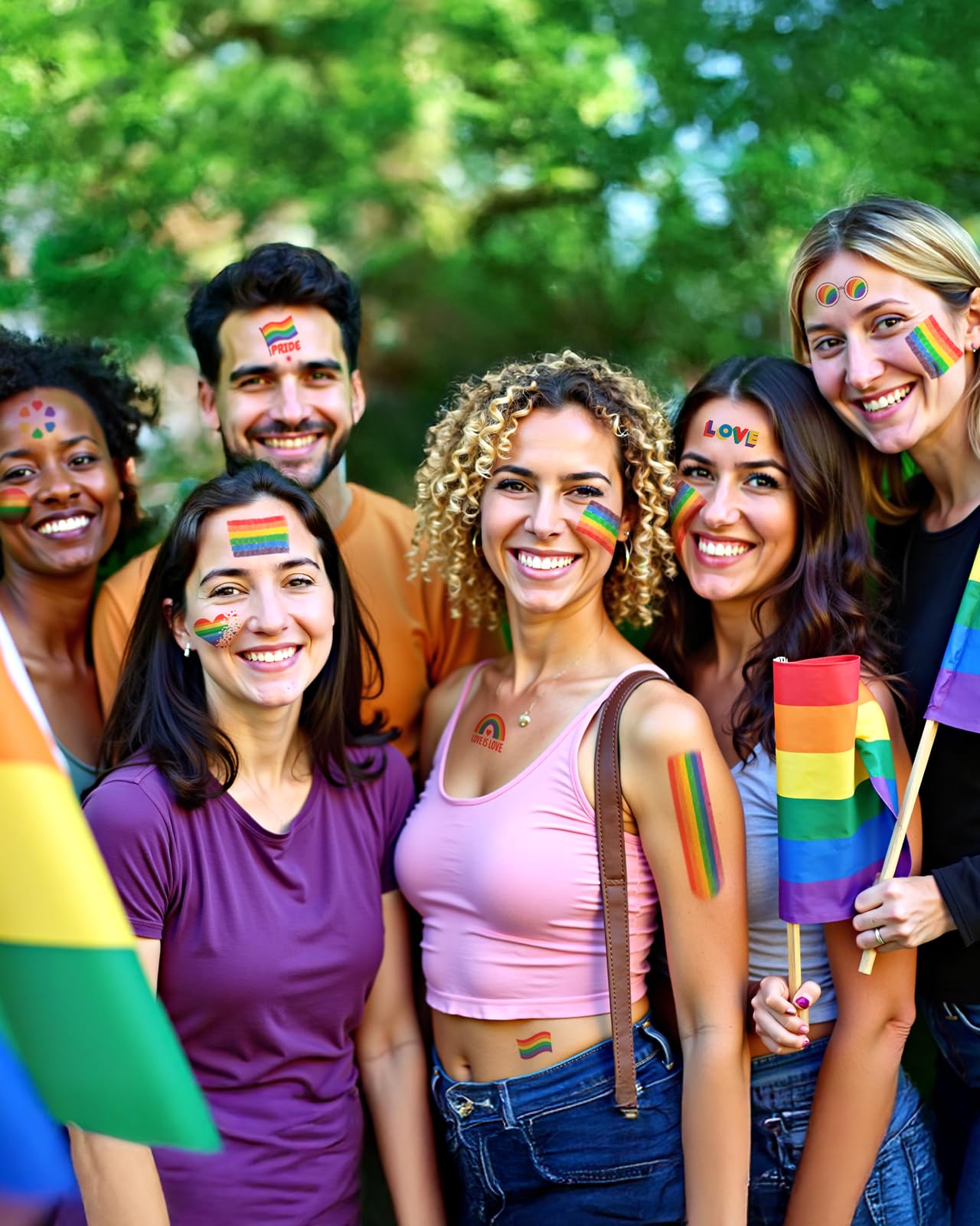 Pride Rainbow Face Paint Kit 2 Pack Pride Face Paint Sticks, 12 Pride Temporary Tattoos, 100+PCS Pride Stickers for Gay Pride Parade, Pride Day and Party Cosplay, LGBTQ Celebrations