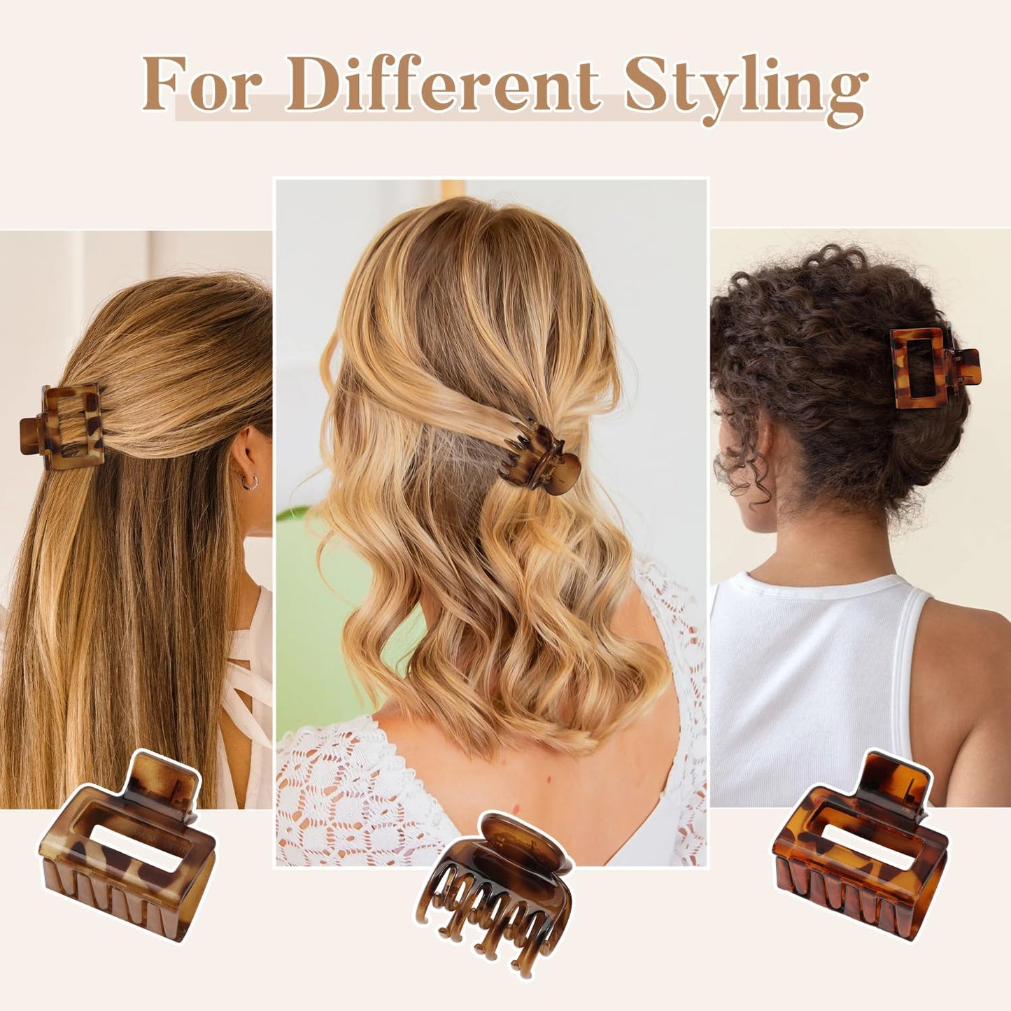 Small Hair Clips for Women - 8 PCS Cute Non-Slip Leopard Print Claw Clips for Fine & Short Hair | Tortoise