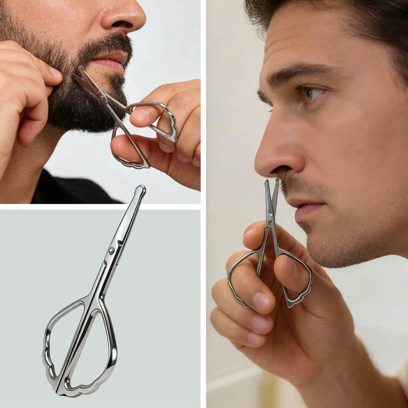 Bneajix 2PCS Stainless Steel Safety Nose Hair Trimmers, Grooming Scissors Set for Men & Women, Rounded & Pointed Tip Small Shears for Nose Ear Eyebrow Beard Trimming, Baby Nail & Travel Portable