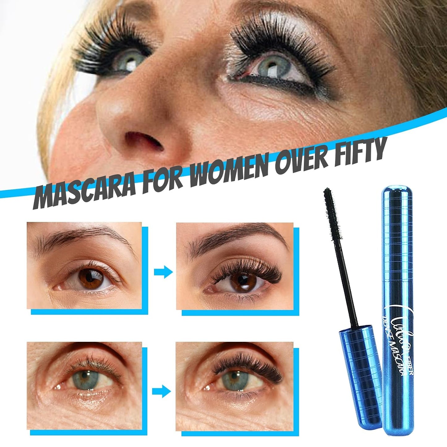 Volumizing Mascara for Seniors | Hypoallergenic, Waterproof Formula for Thinning Lashes - Black (1pc)