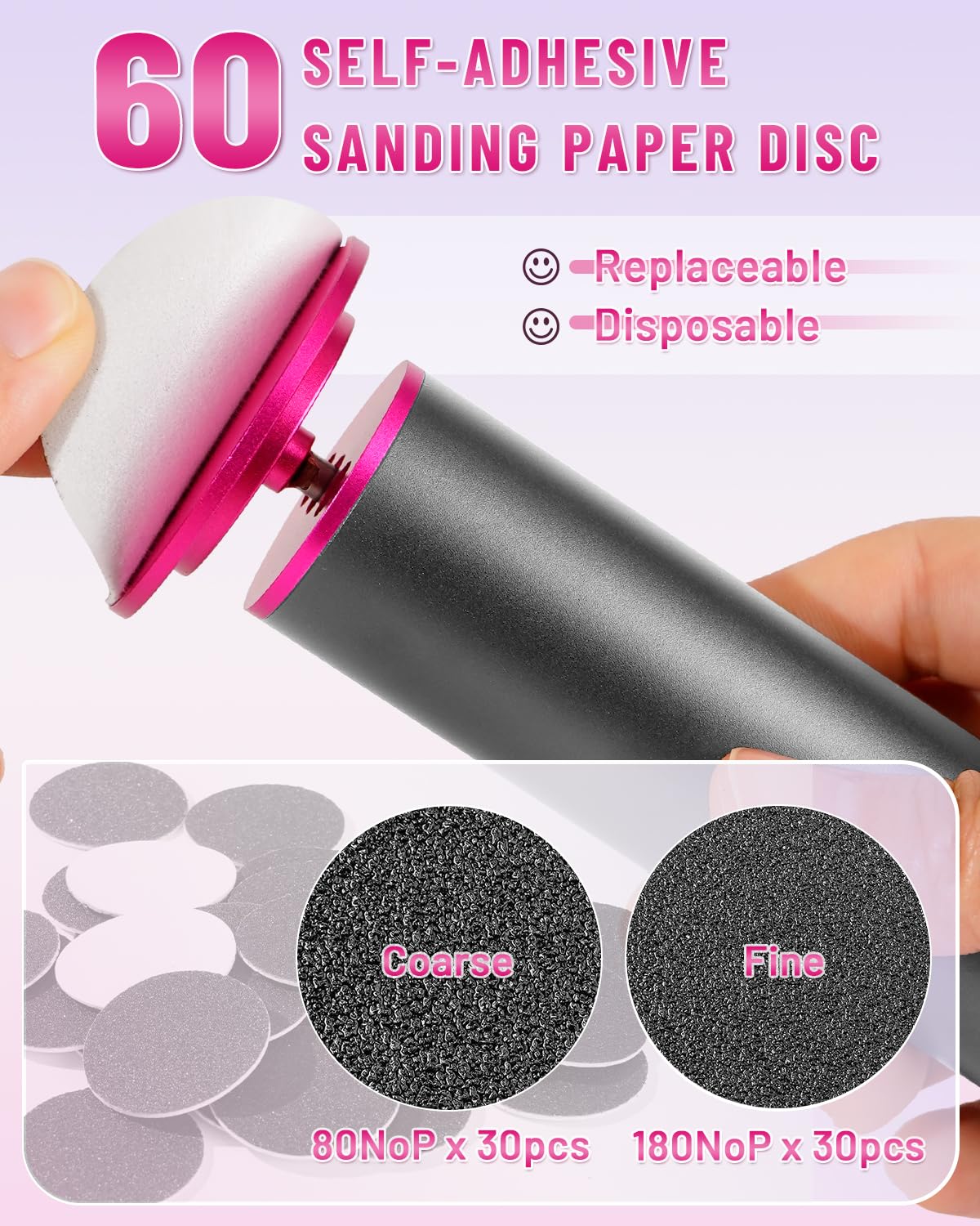 DERMAWAVE FSA&HSA Electric Callus Remover for Feet with 60 Sandpaper Discs, Adjustable Speed Professional Foot File Electric Heel Grinder Sander Pedicure Tool for Dead Skin