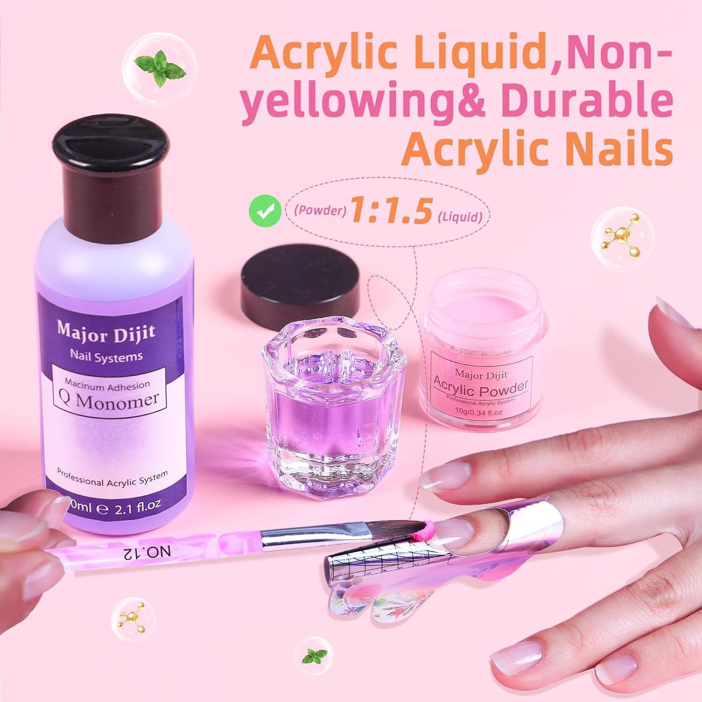 Acrylic Nail Kit for Beginners - Complete Drill Set with 12 Color Acrylic Powders | Home Salon Tools