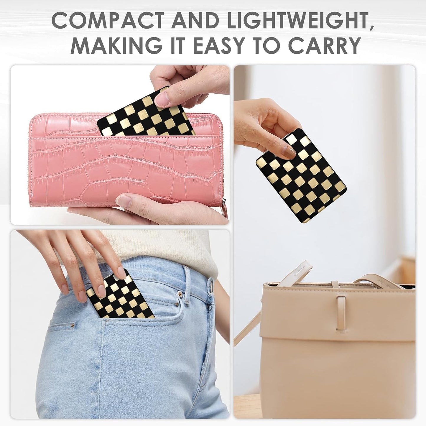 Neon Checkered Compact Mirror - Unique Travel Pocket Mirror for Women