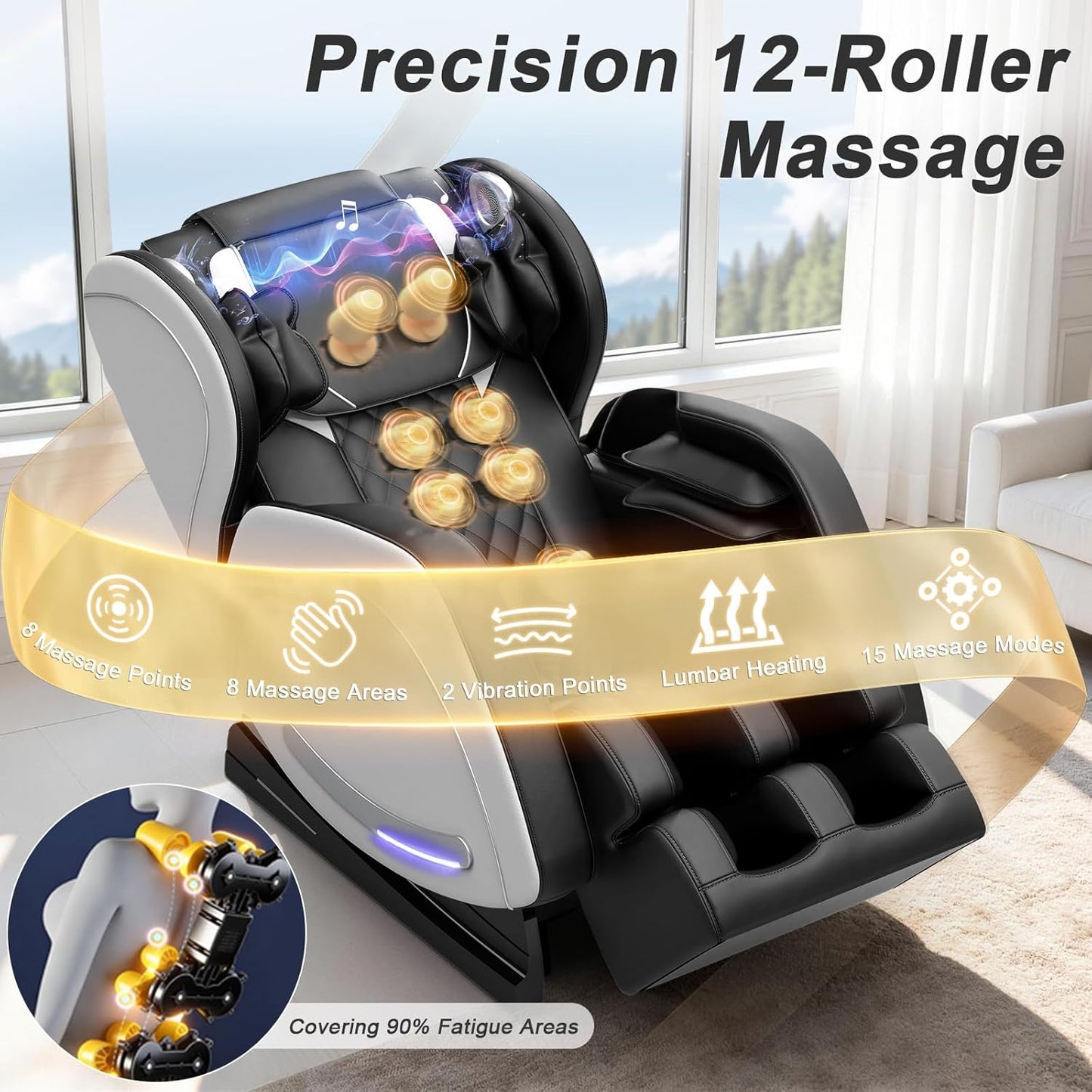 Megashock SL Track 2026 Full Body Massage Chair - Zero Gravity, Back Heat, 12 Rollers, Bluetooth | Home & Office Use