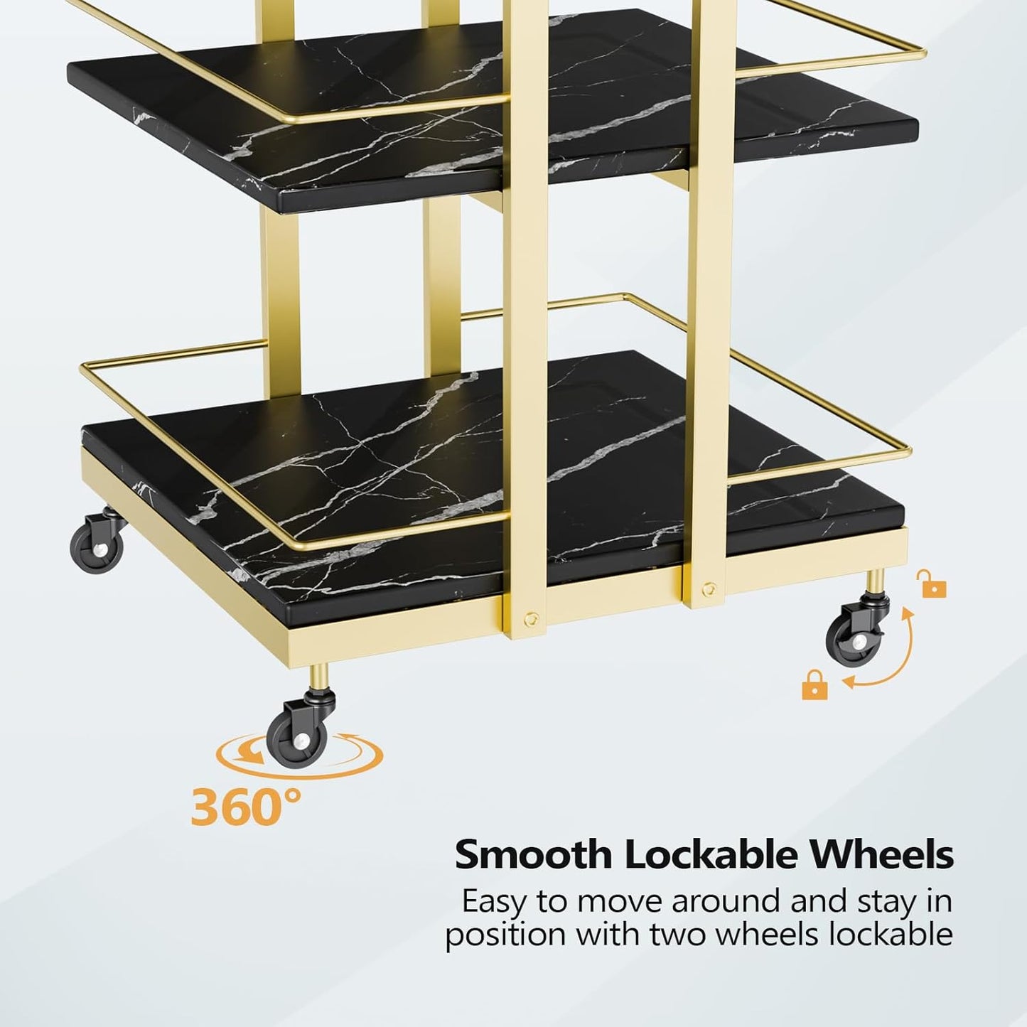 Esthetician Cart - Rolling Salon Trolley with Wheels | Black Gold Mobile Storage Organizer for Beauty Spa & Cosmetology