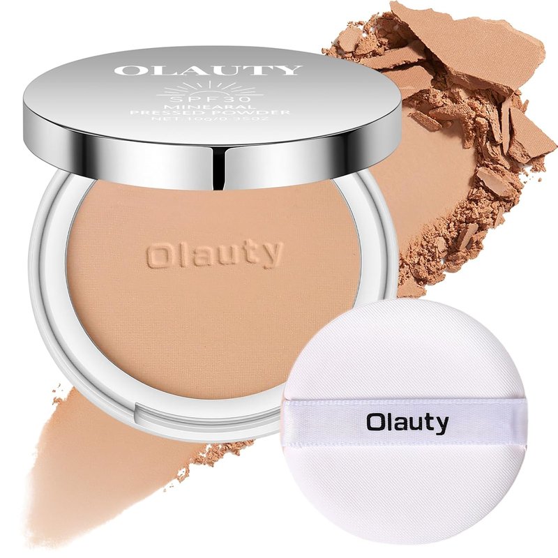 Mineral Powder Foundation SPF 30+ - 4-in-1 Pressed Powder for Face | Light-to-Medium Full Coverage, Matte Finish