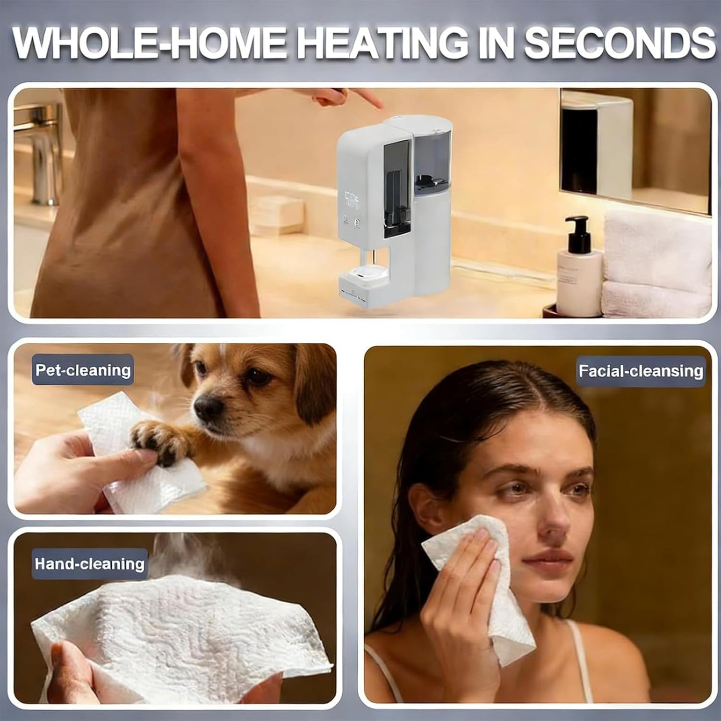 Fast Hot Towel Dispenser - 5s Heating, 500ml Tank, Auto-Dry | Includes 40 Compressed Towels for Spa & Home
