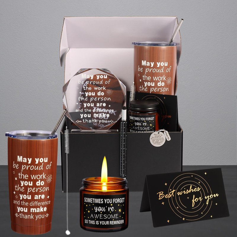 Kolewo4ever 9 Pieces Employee Appreciation Gifts for Men Christmas Gifts Thank You Gift May you Be Proud Gift for Team Coworkers Farewell Male Friend (Brown)