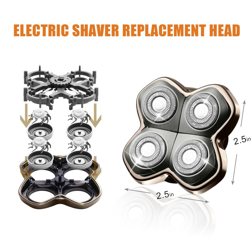 Replacement Blade Shaver PRO 4 Head for Electric Shaver Compatible with Skull Pitbull, Butterfly Kiss PRO & Palm Shavers (1Pack)