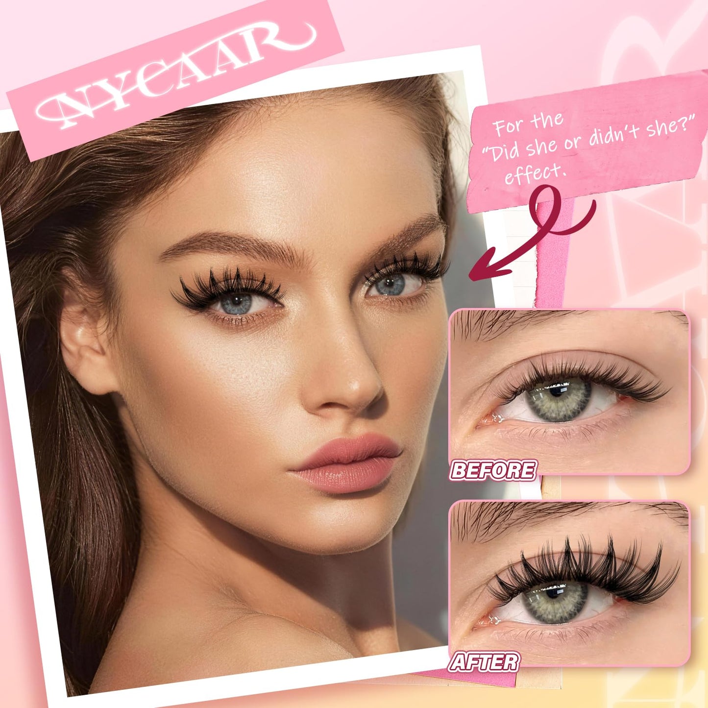 NYCAAR Lash Clusters Natural Look Manga Eyelash Clusters Anime 144pcs D Curl 8-18MIX Spiky Wispy Individual Lashes with Soft Thin Band Lash Extension(NY06,8-18MIX)
