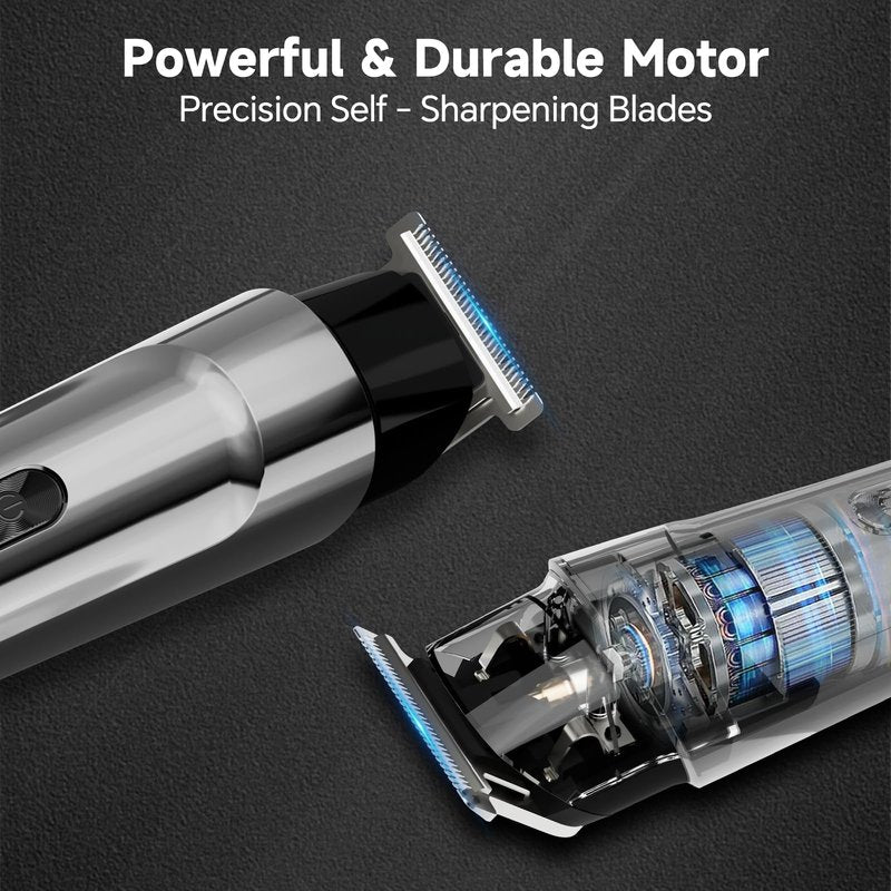 RUIBO Beard Trimmer for Men, 5-in-1 Cordless Hair Clipper Kit with Foil Razor, Waterproof Body, Nose & Ear Groomer, Precision Trimming for Beard, Hair & Body Care (Gray)