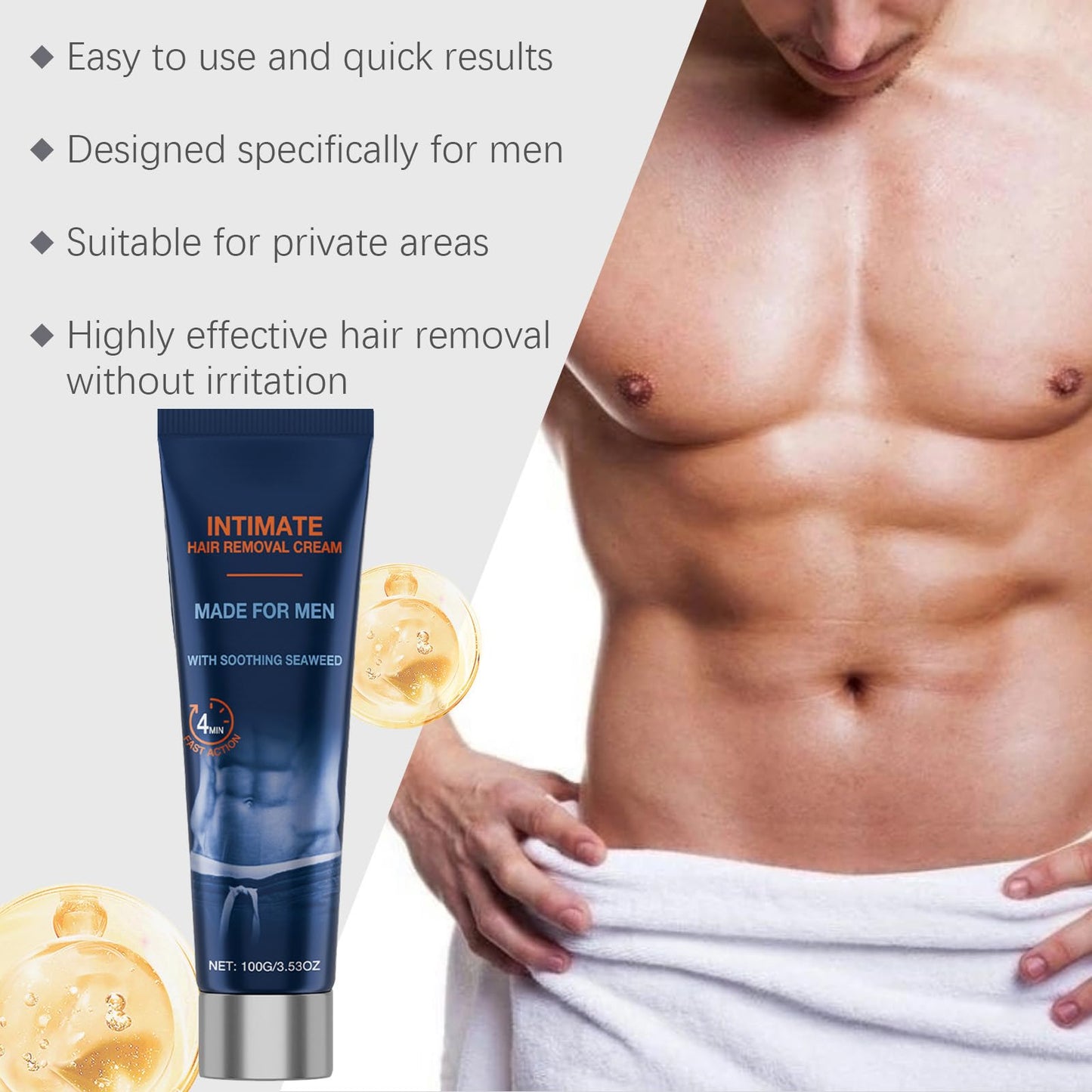 2026 New Painless Hair Removal Cream for Men, Fast-Acting Gentle Depilatory for arms legs chest, Intimate & Body Depilatory Cream, Moisturizing Soothing Formula (1 Pack)