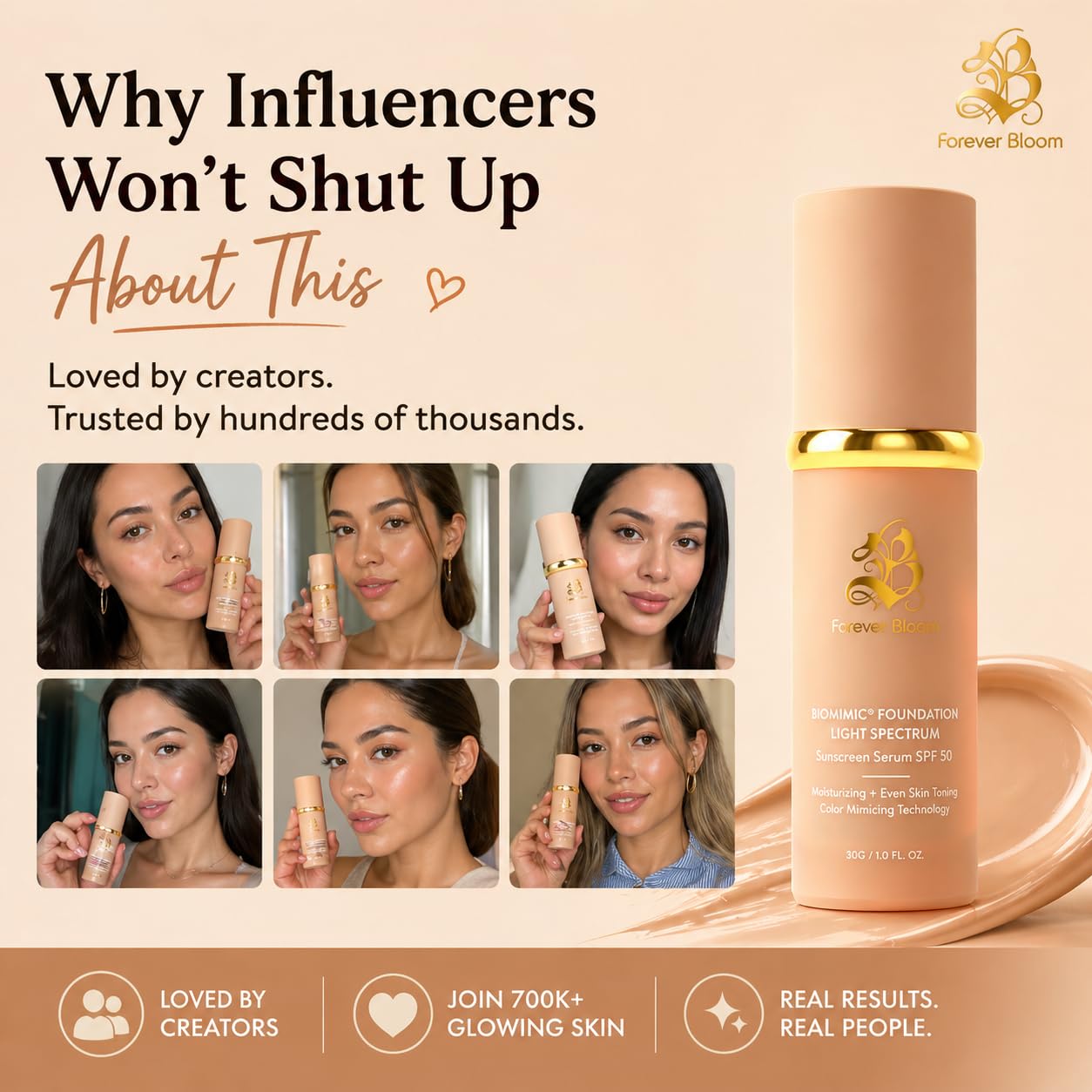 Bio Mimic Foundation - Lightweight SPF 50 Hydrating Makeup for Mature Sensitive Skin | Evens Tone & Conceals