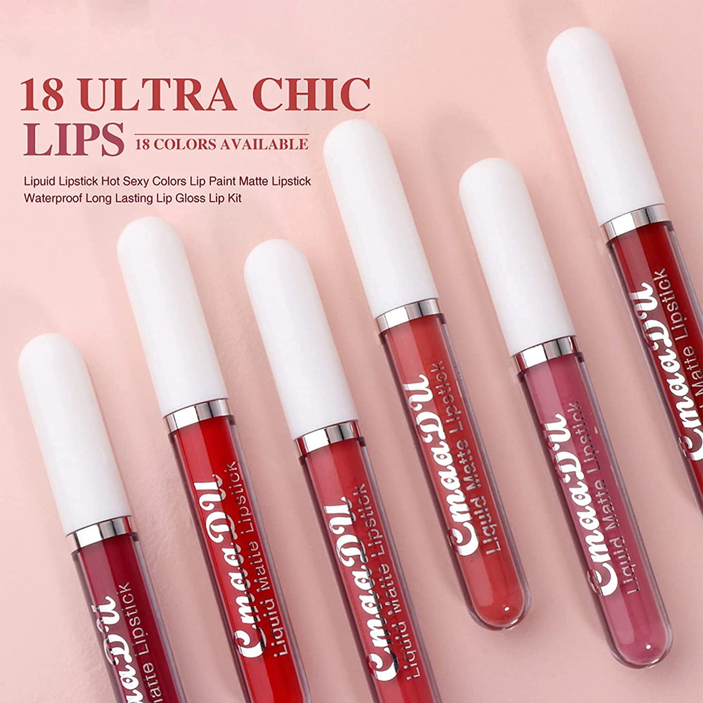 Matte Velvety Liquid Lipstick Set - Long Lasting Waterproof Lip Stain | 18 Vibrant Colors, High Pigment