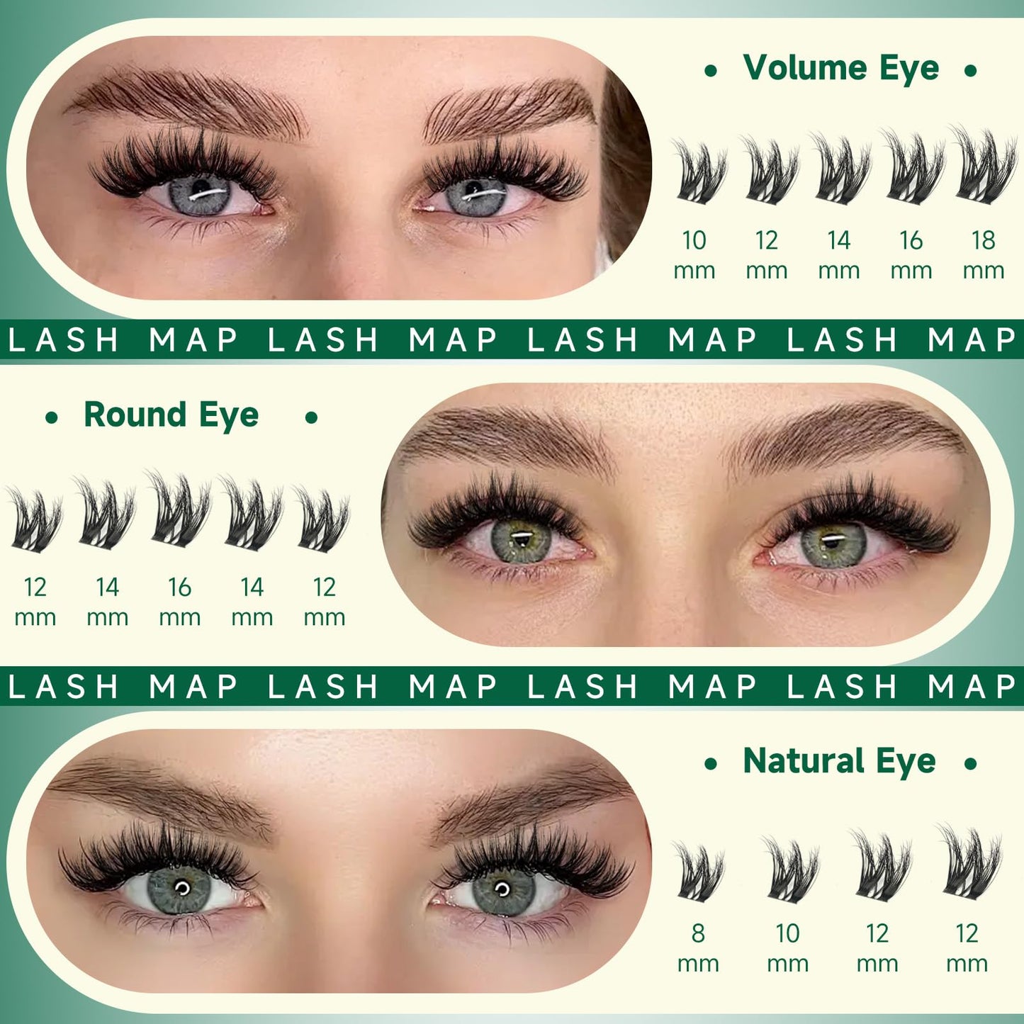 KEYYOU LASH Flaunt Lash Cluster DIY 3D Eyelash Extensions 144pcs D Curl 8-18MIX Lashes Extension Eyelash Clusters Long Classic Individual Lashes Fluffy and Soft Wispy Volume Lashes (F01,3D)