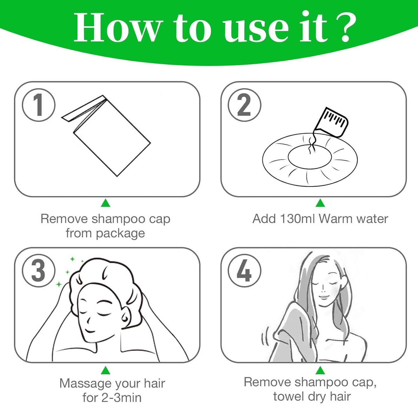 Waterless Shampoo Caps - No Rinse Hair Washing Shower Caps | 6-Pack for Elderly & Camping