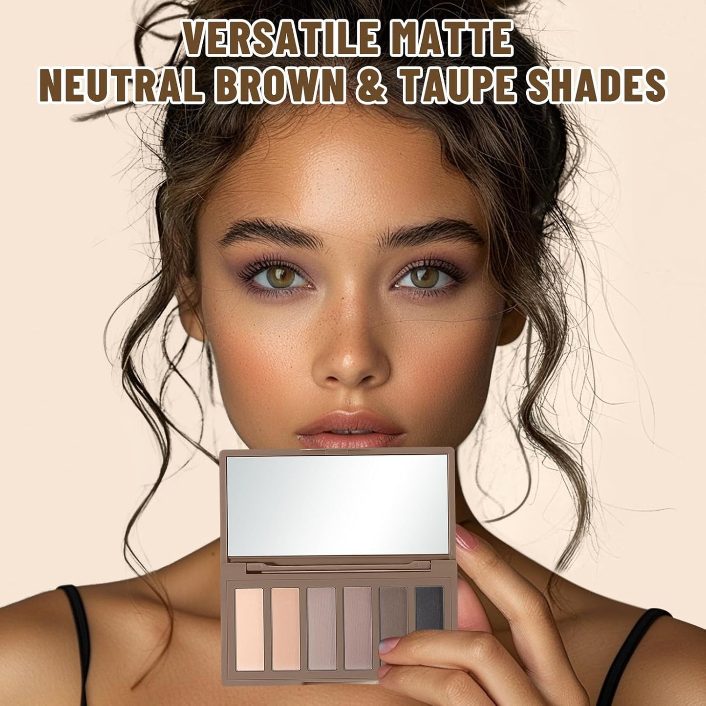 SUSIKEKI Mini Eyeshadow Palette - 6 Highly Pigmented Neutral Shades | Waterproof Travel Kit with Mirror