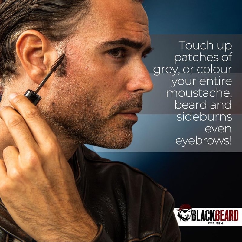 Blackbeard for Men Beard Color – 1-Day Beard, Mustache, Eyebrow, Sideburns Color – Temporary Facial Hair Tint - Hypoallergenic Beard Dye Alternative – Up to 45 applications – Brown/Black, 6 Pack