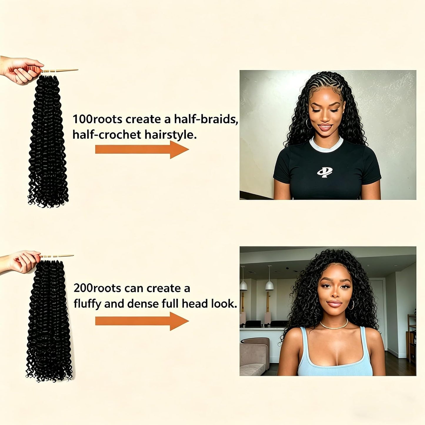 Miracle Knots Crochet Hair for Black Women - 100 Strands Curly Synthetic Hair, 18 Inch, Knotless Natural Black