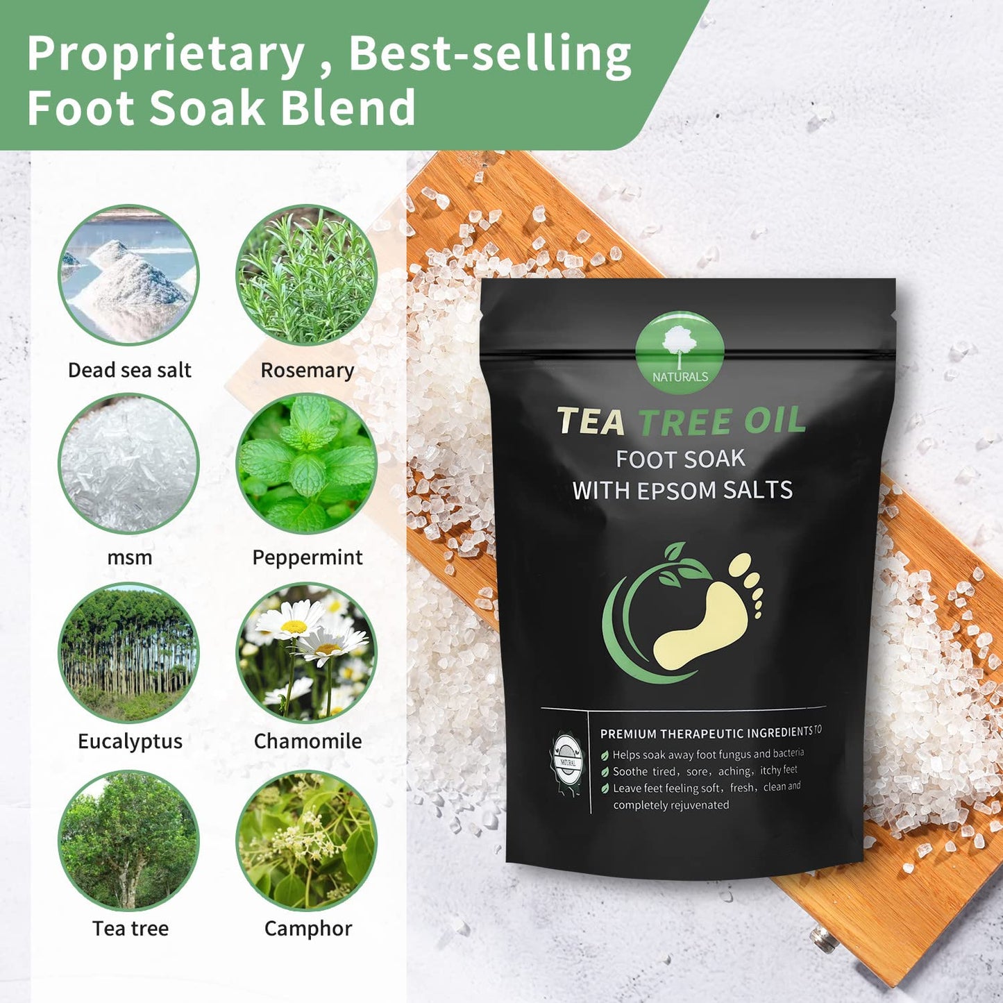 Tea Tree Oil Foot Soak - Refreshing Epsom Salt Bath for Tired Feet | 16 oz