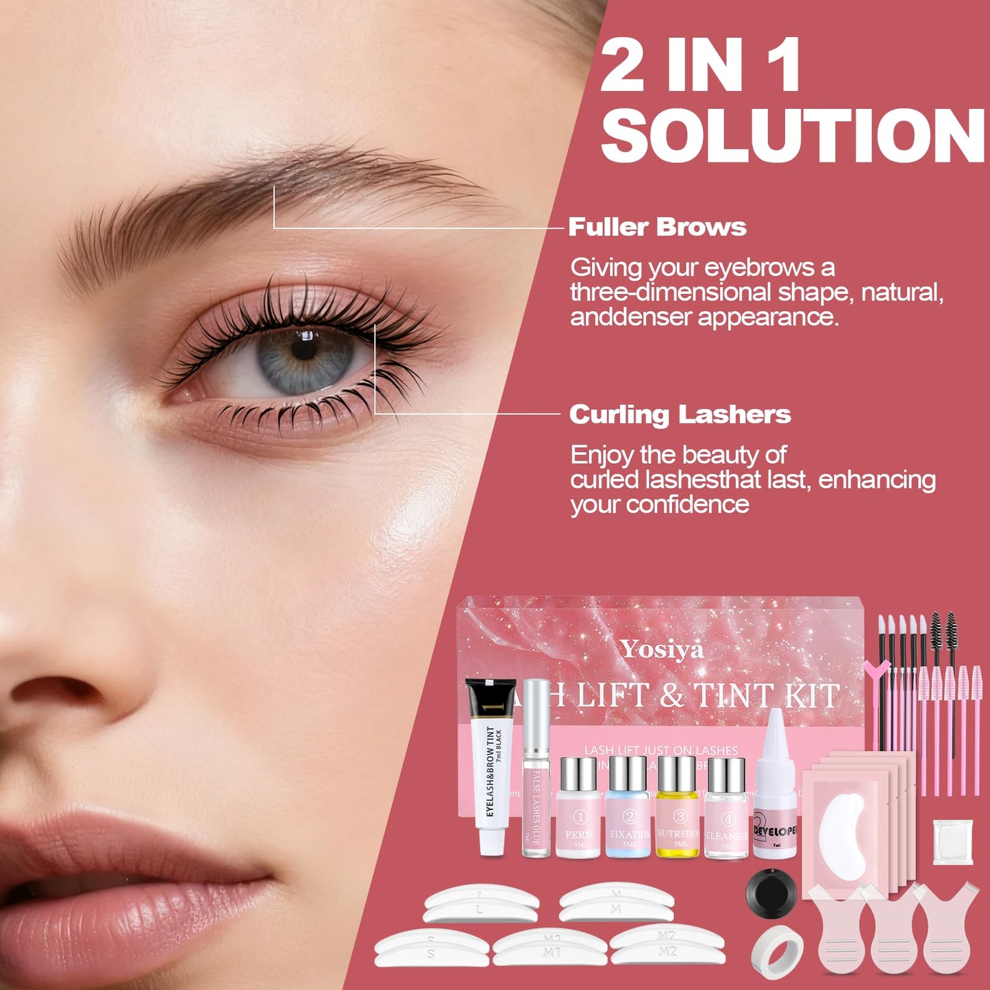 Lash Lift and Color Kit, Eyelash Lift Kit for Long-Lasting Curl,Black Eyebrows & Eyelashes Color-Natural Eyelash Perm Curling Set, DIY Lash Lamination Set for Beginner, Salon and Home Use